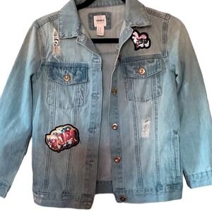 Forever 21 Girls Distressed light wash Denim‎ Jacket size 9/10
